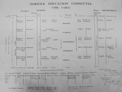 Empty school timetable