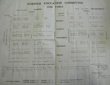 The School Timetable 1945