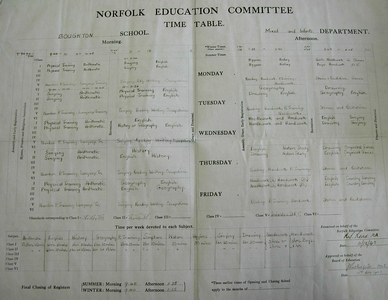 Empty school timetable